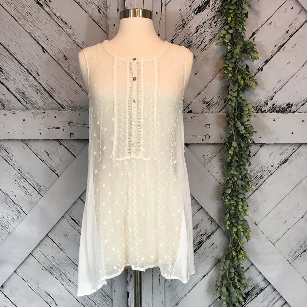 Anthropologie Tiny Embroidered Silk Tunic Tank S